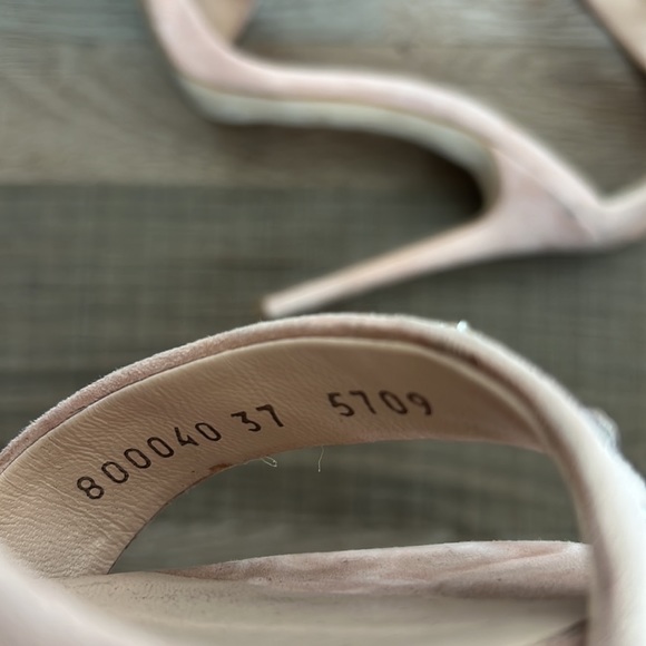 GIUSEPPE ZANOTTI Blush Pink Suede Crystal Embellish Sandal Heel - Picture 3 of 12